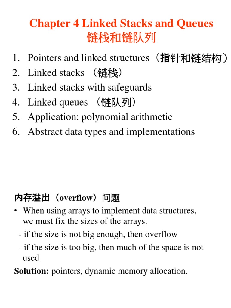Chapter 4 Linked Stacks and Queues | PDF | Pointer (Computer ...