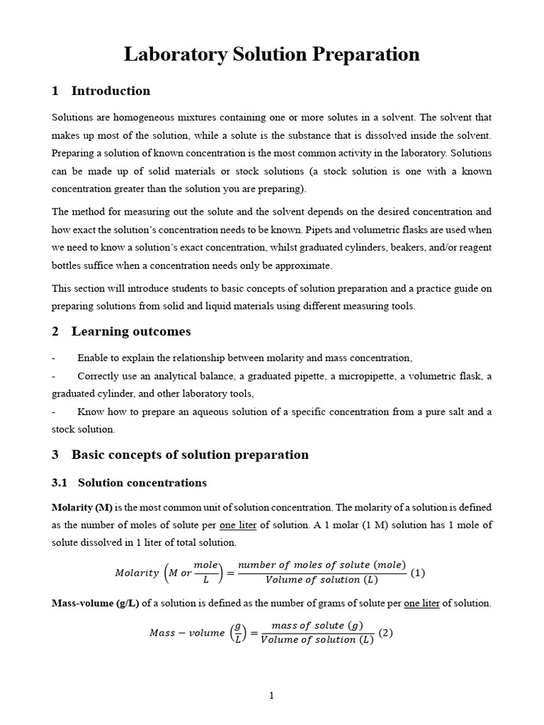 Laboratory_Solution_Preparation_Uyen PDF Concentration Mass