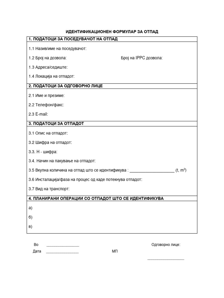 Identifikaczionen Formular | PDF