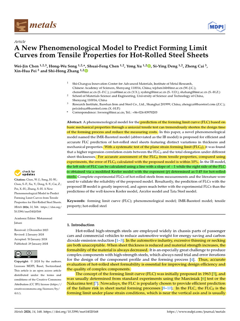 A New Phenomenological Model To Predict Forming Li | PDF | Strength Of ...