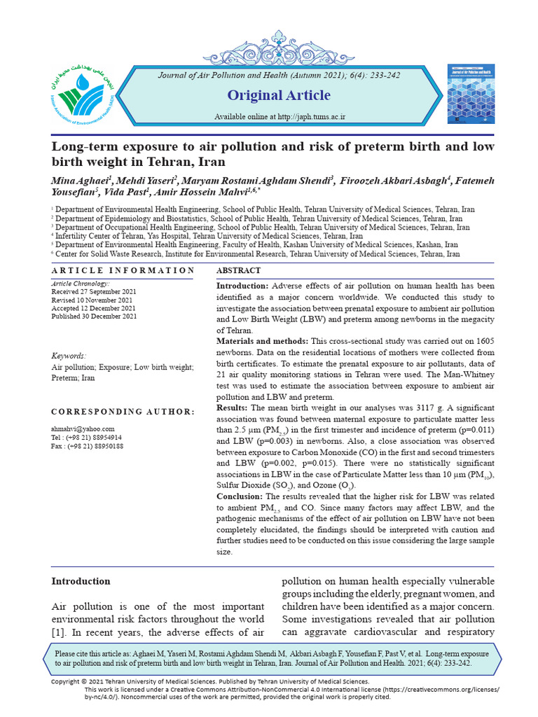 Air Pollution Journal Download Free PDF Air Pollution Low Birth
