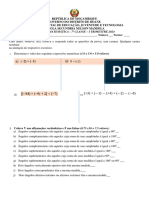 Exercícios de Avaliação Matemática