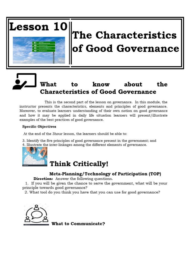 Lesson Week 10 GaD | PDF | Governance | Good Governance