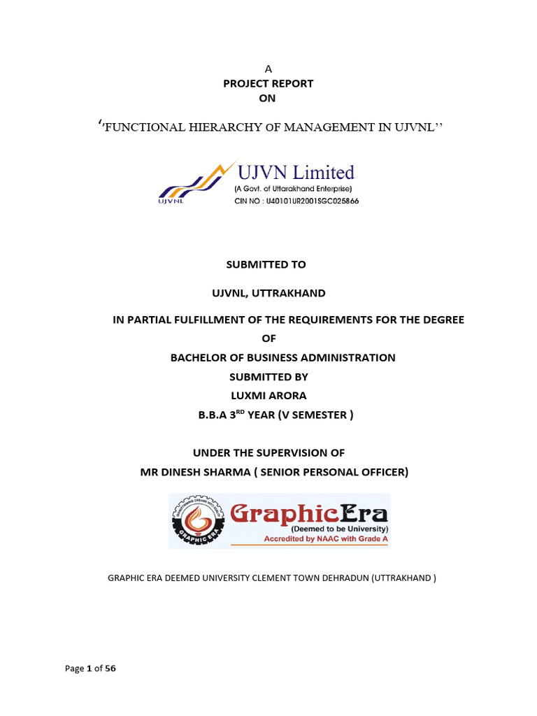 Functional Hierachy of Top Management in Ujvnl | PDF | Human Resources ...