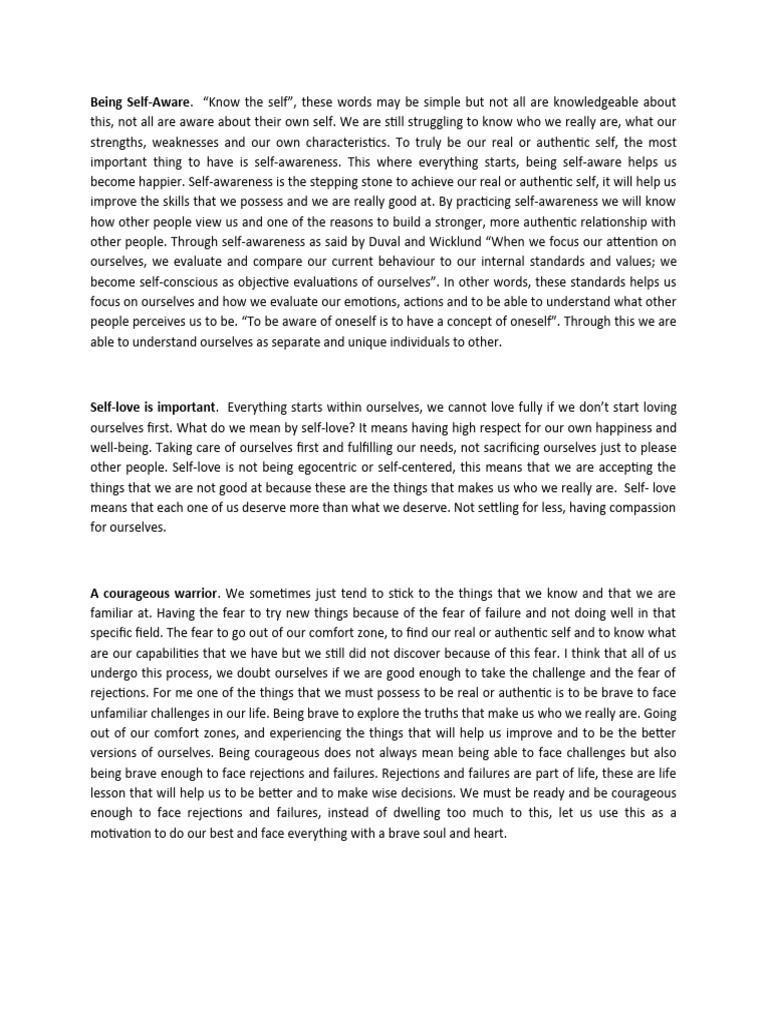 Understanding Self-Awareness and Self-Love | PDF | Self Awareness ...