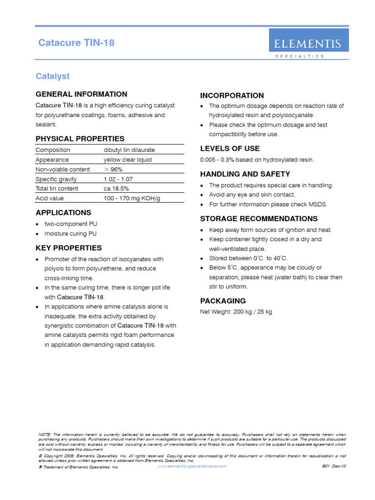 Catacure_TIN_19 | PDF | Polyurethane | Secondary Sector Of The Economy