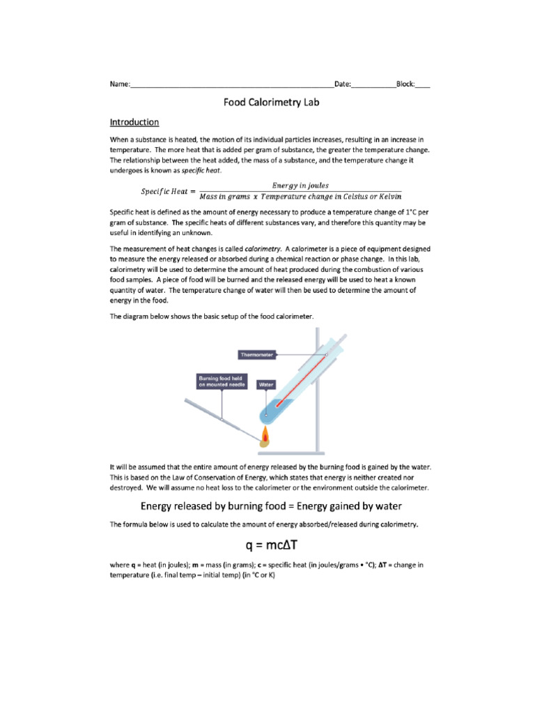 Calorimetry Lab Questions - Refrences | PDF
