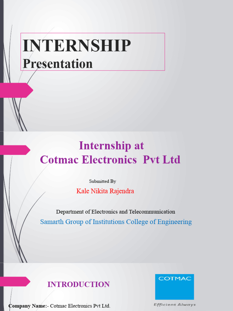 Internship Experience at Cotmac Electronics | PDF | Relay | Automation