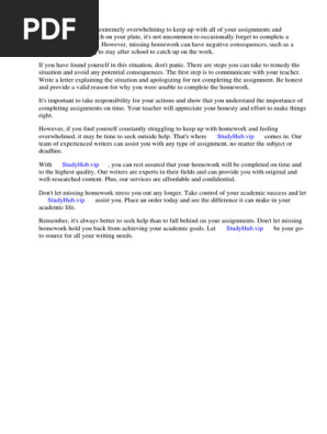 Missing Homework Letter