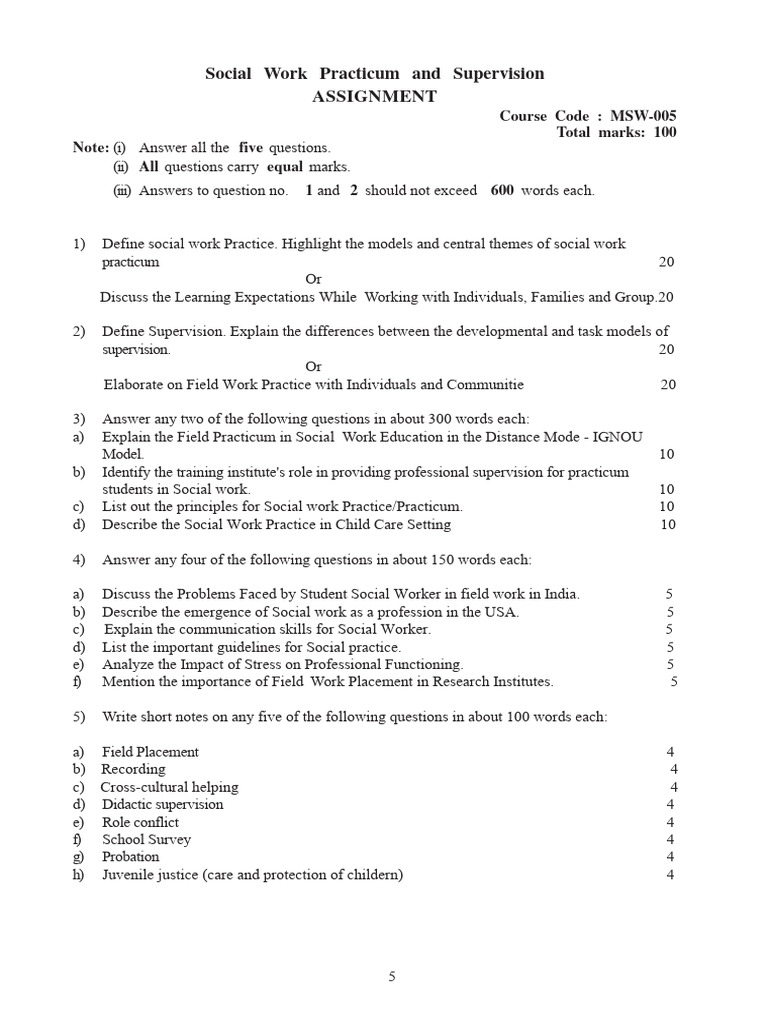 MSW 5 e 2023 24 GSPH@9891268050 | PDF | Social Work | Learning