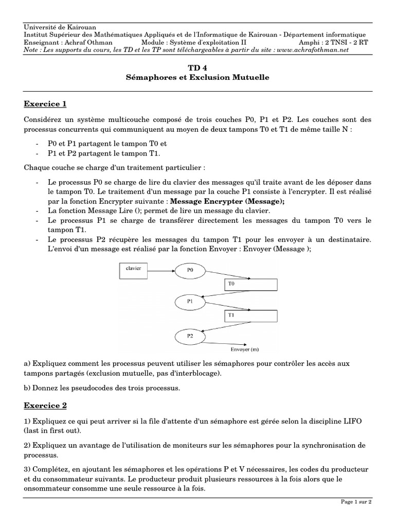 Sémaphores et Exclusion Mutuelle | PDF | Concurrence (Informatique ...