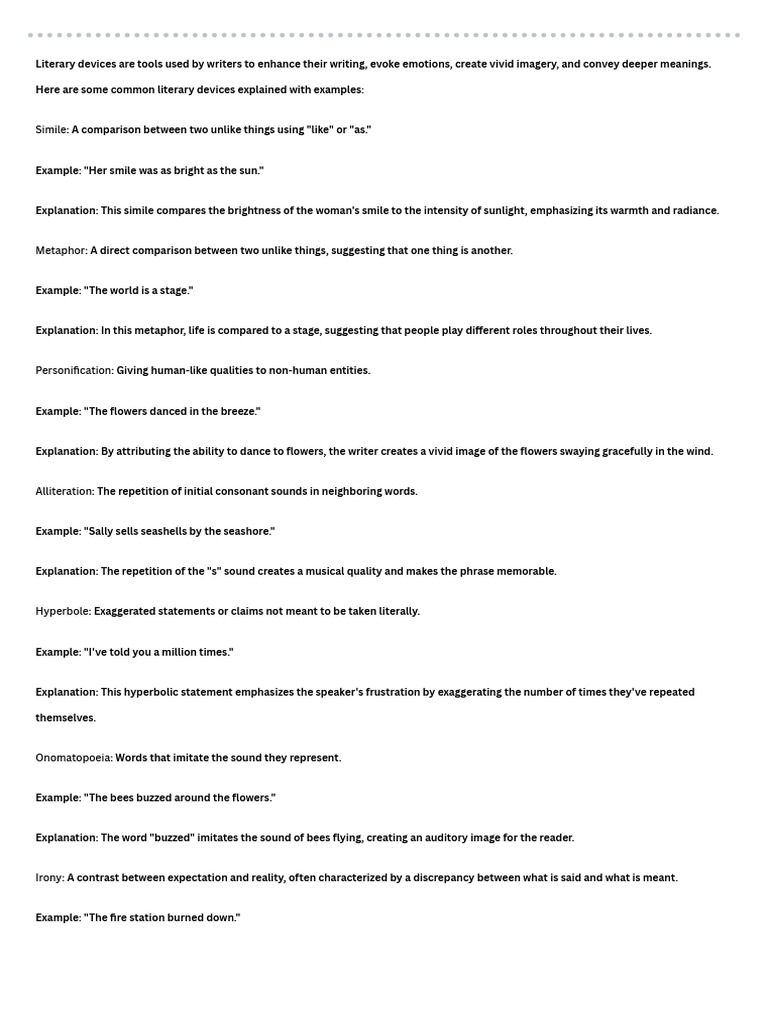 Literary Devices Are Tools Used by Writers To Enhance Their Writing ...