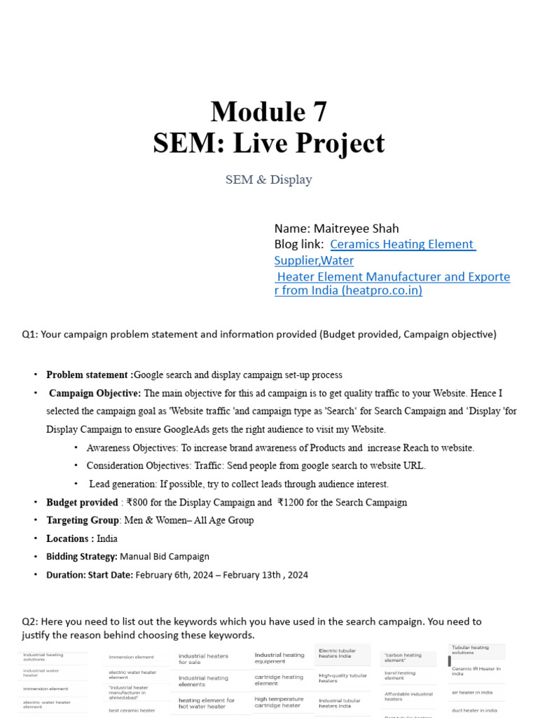 MICA SEM&Display Liveproject Template+ (2) + | PDF | Search Engine ...