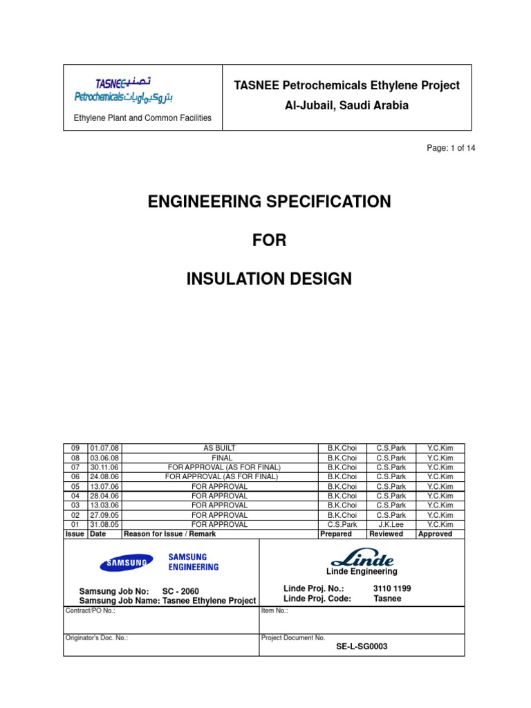 SE-L-SG 0003 - Insulation Design | PDF | Thermal Insulation | Pipe ...