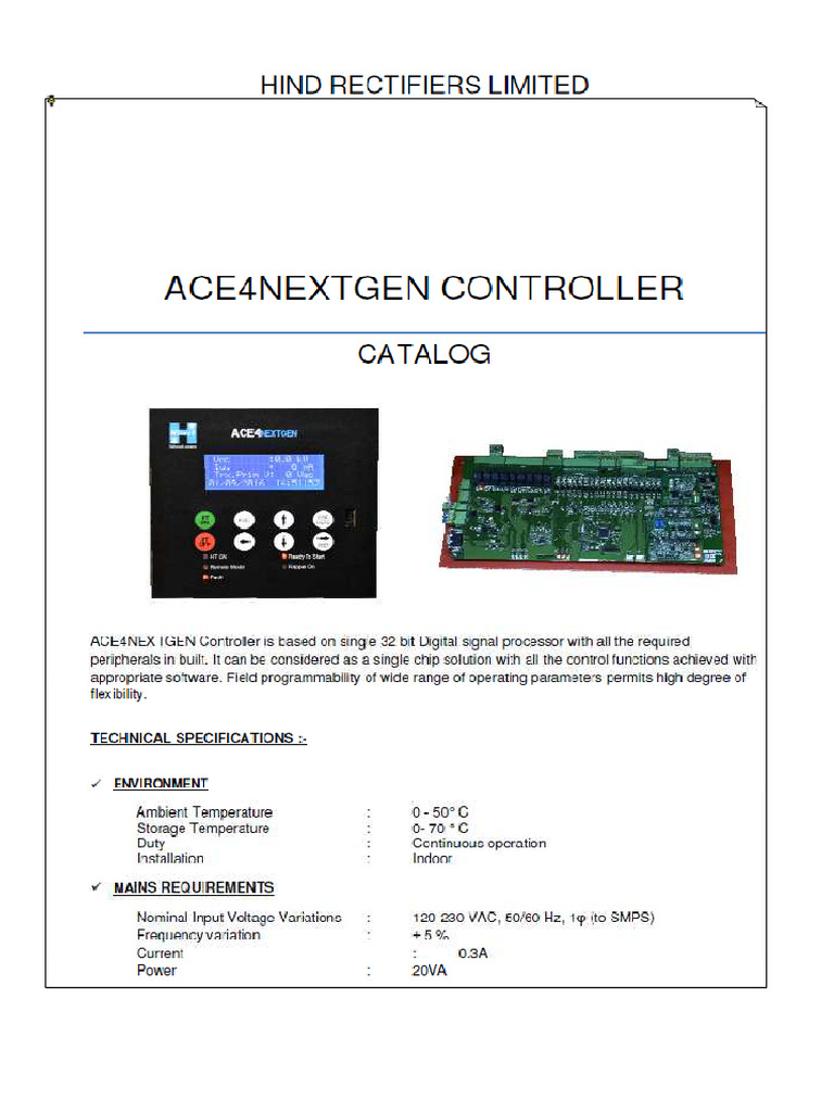 Hind Rectifiers Make Ace 4 Controller For Esp | PDF