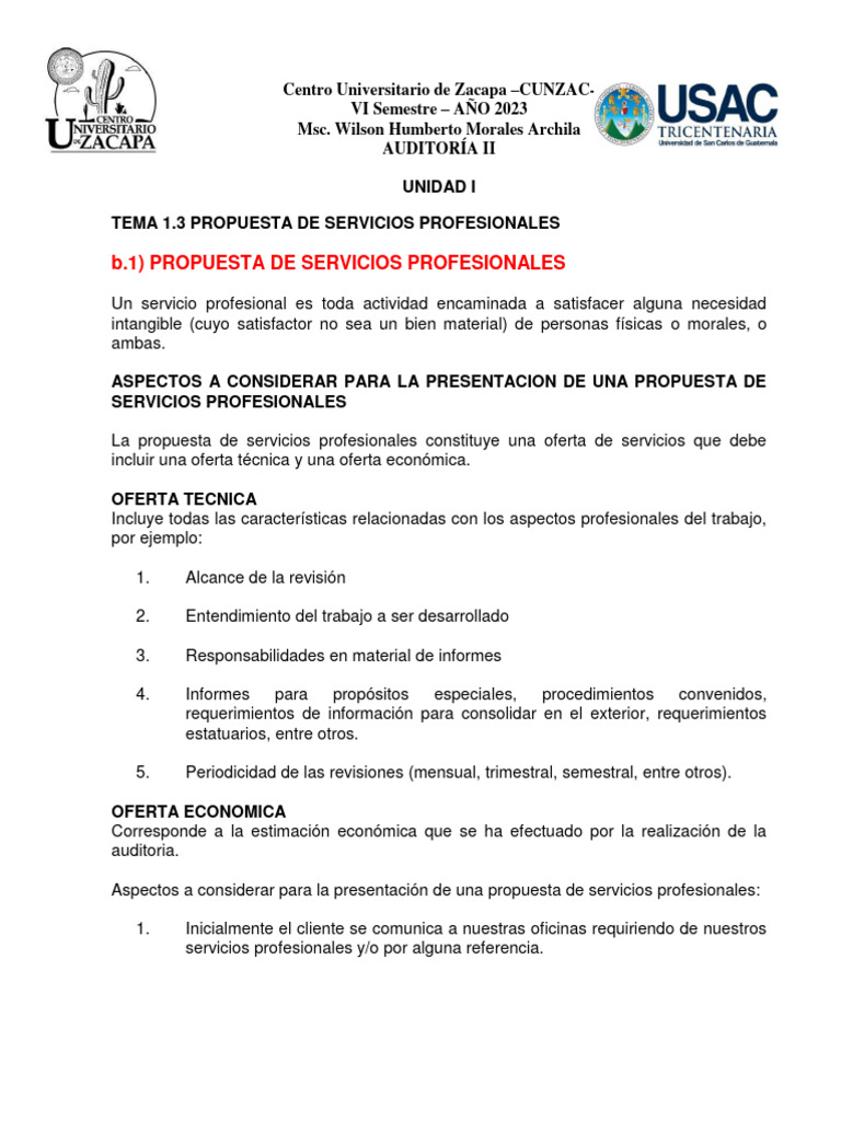 Propuesta de Servicios Profesionales | PDF | Auditoría | Servicios ...