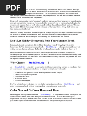 Holiday Homework for Class 3 to 5
