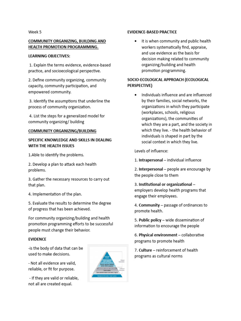 Community Organizing & Health Promotion | PDF | Community | Evaluation