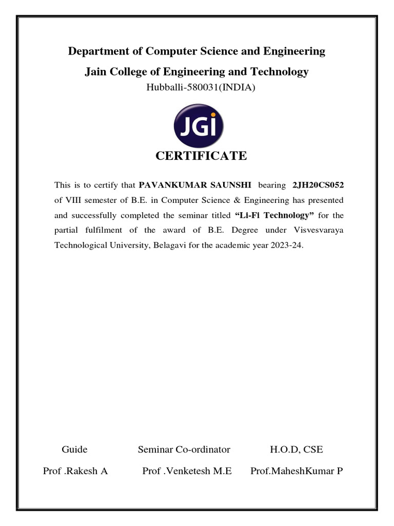 Certificate | PDF | Computer Engineering | Information And ...