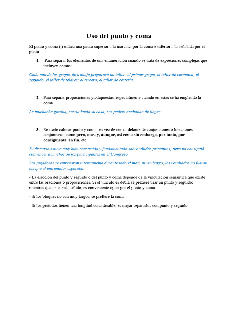 Uso correcto del punto y coma | PDF