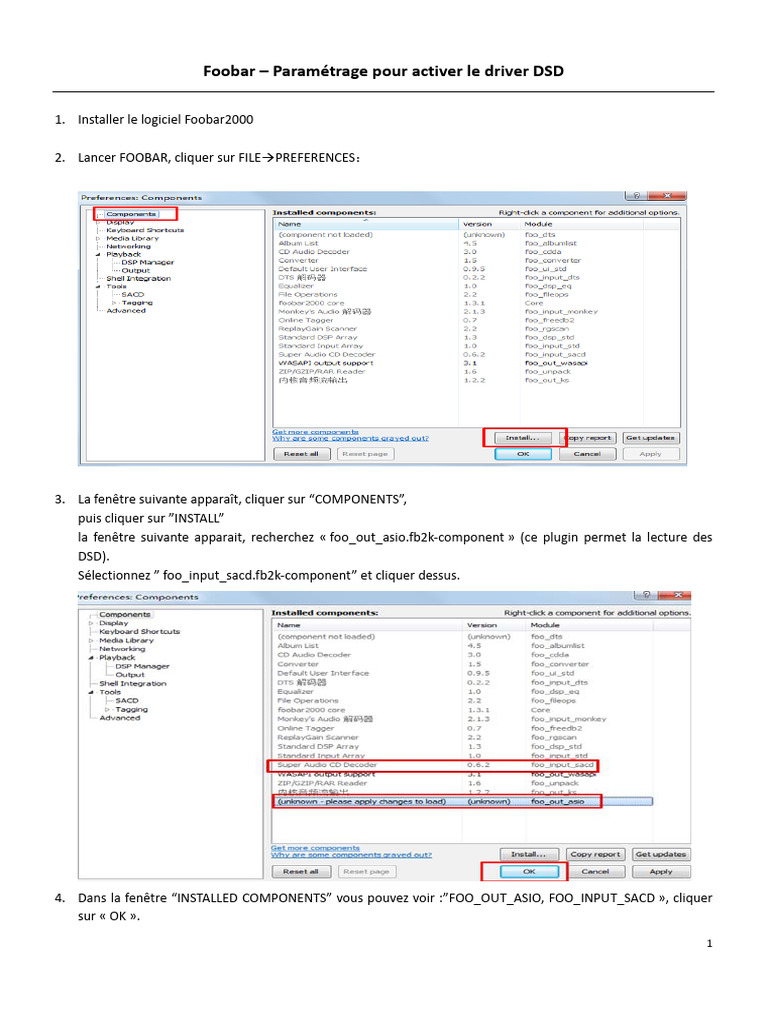 Activer le driver DSD dans Foobar2000 | PDF | Logiciel | Informatique