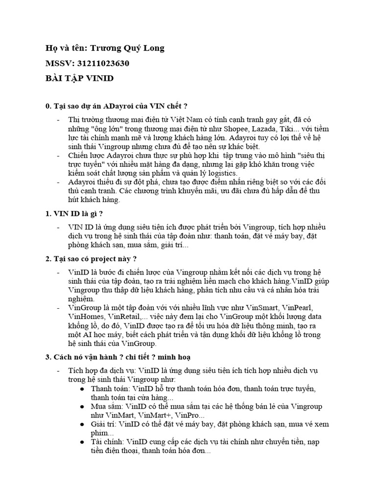 Assignment VinID Epayment PDF