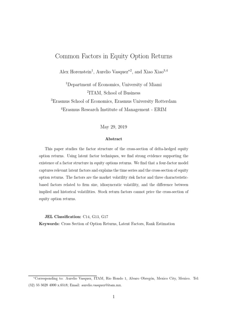 Common Factors in Equity Option Returns | PDF | Option (Finance ...