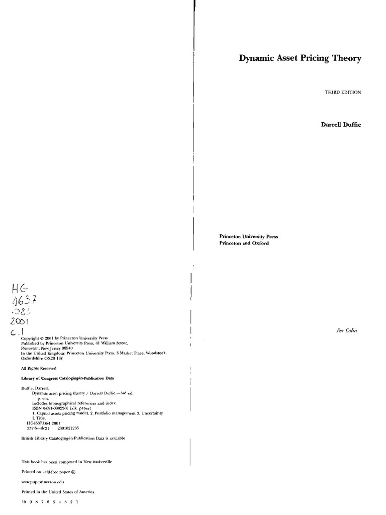 Dynamic Asset Pricing Theory | PDF