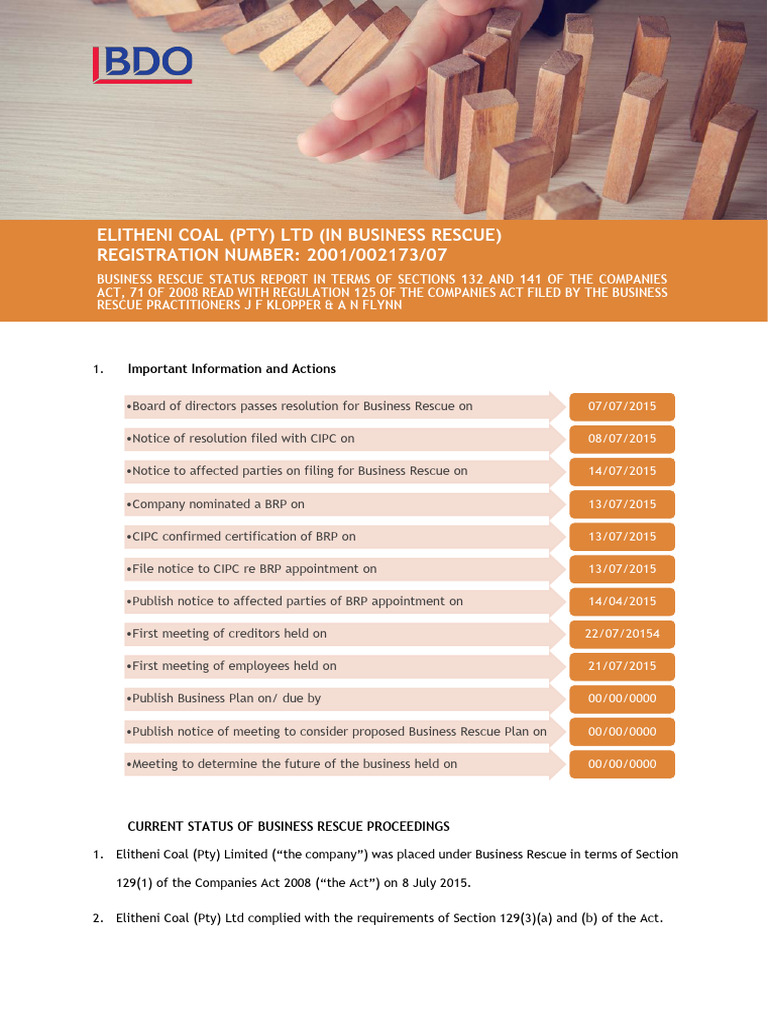 2024-02-29 - Elitheni Coal (Pty) Ltd - Status Report | PDF | Business