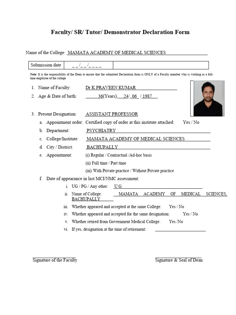 faculty-proforma-praveen-psychiatry-pdf-doctor-of-medicine