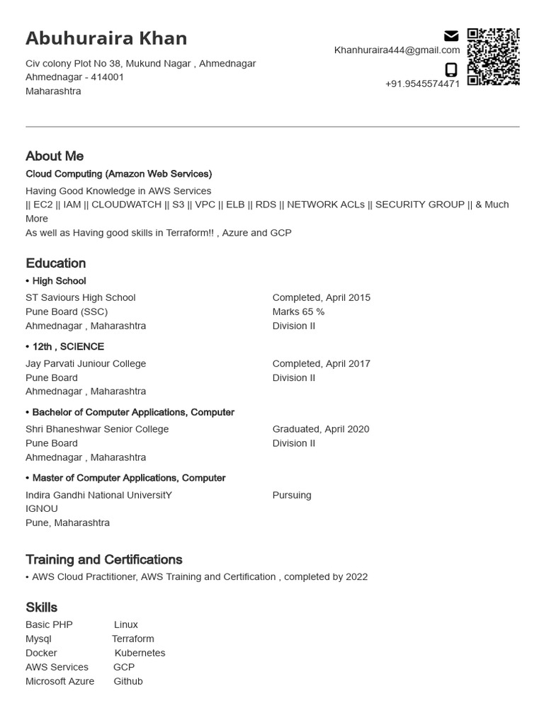 Cloud Computing Skills Resume Sample | PDF