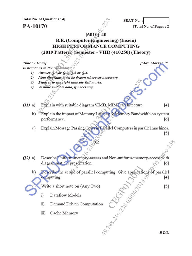 High Performance Computing Exam Guide | PDF | Parallel Computing | Load ...