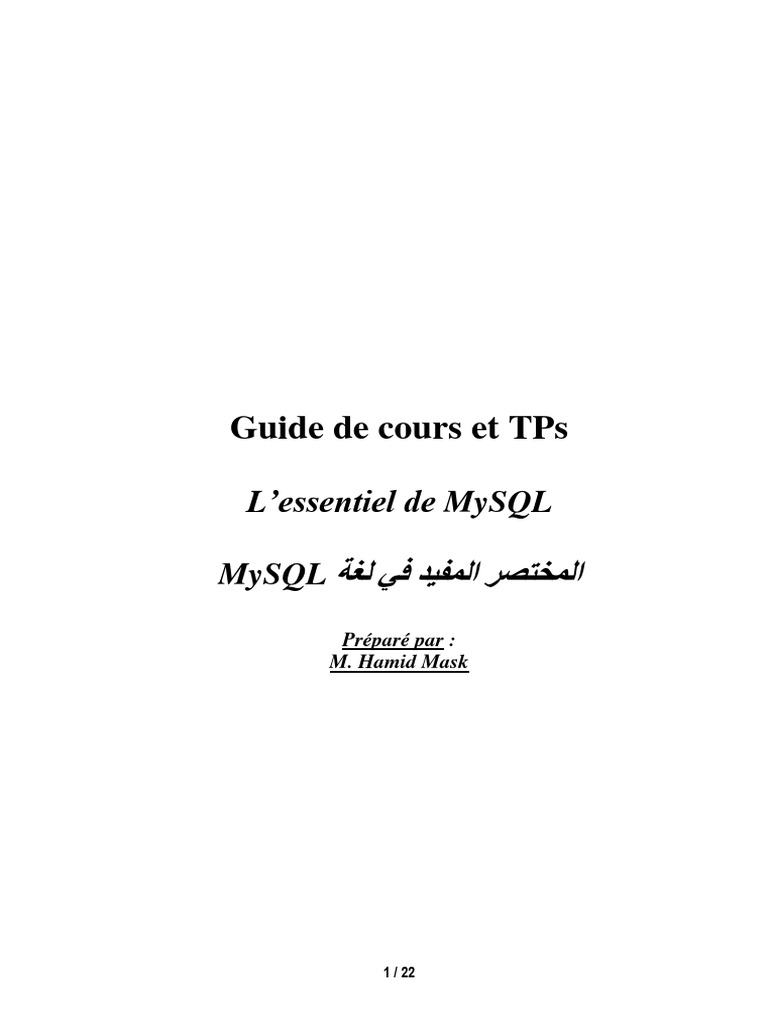 Guide Pratique MySQL et SQL | PDF | Relational Database | Table (Database)