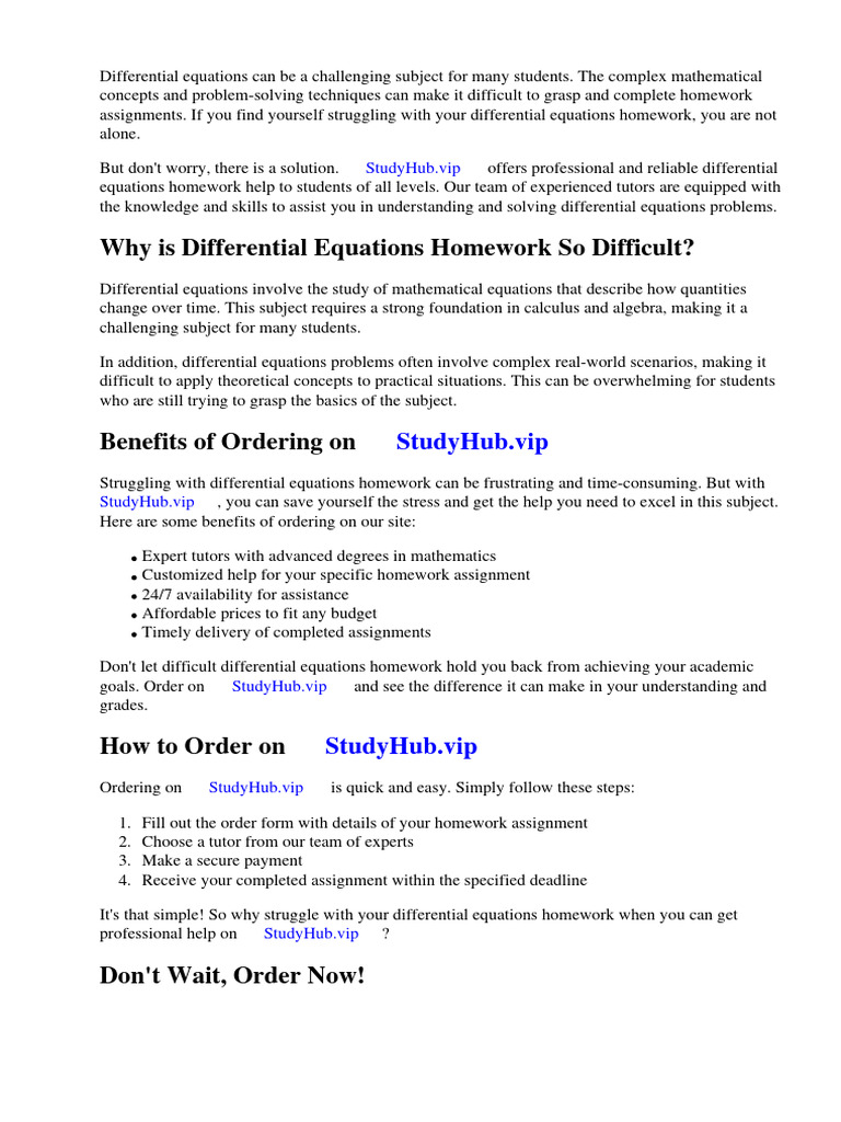 Differential Equations Homework Help | PDF | Equations | Differential ...