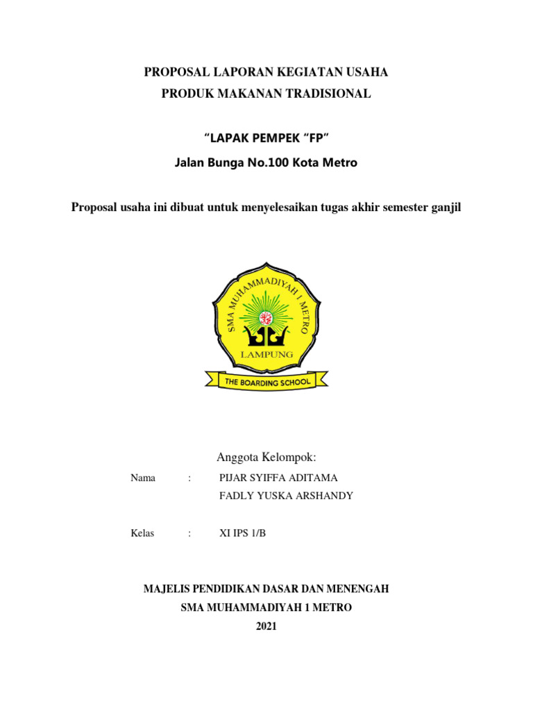 Proposal Laporan Kegiatan Usaha Produk Makanan Tradisional Pdf
