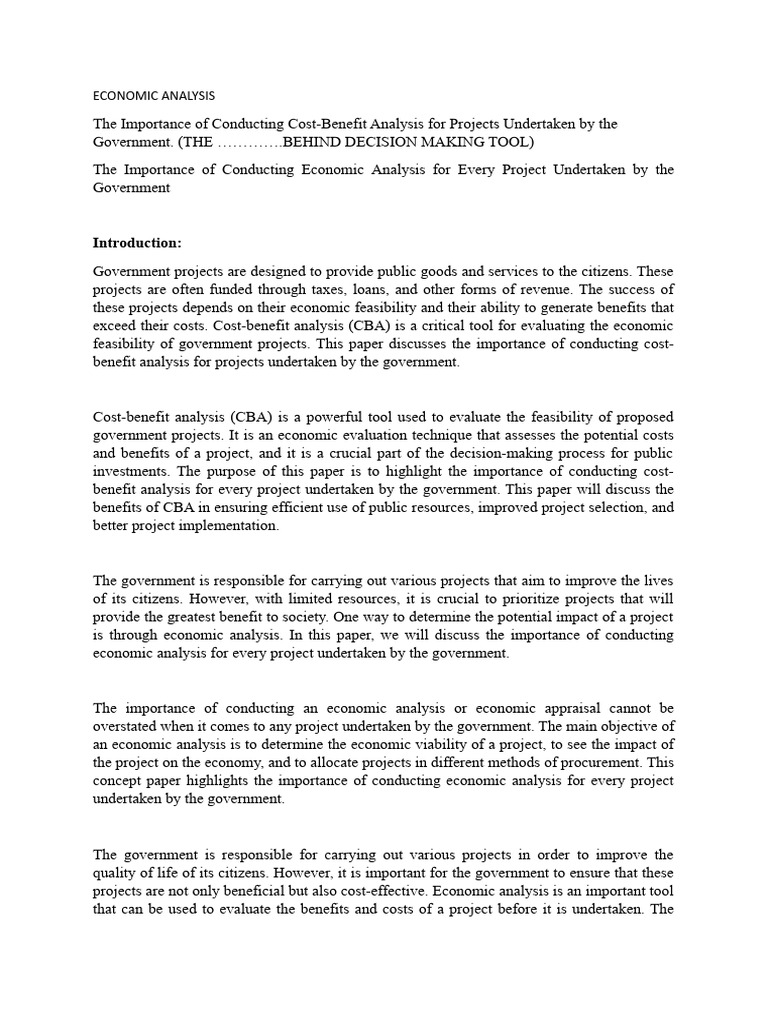 Economic Analysis Paper | PDF | Cost–Benefit Analysis | Economics