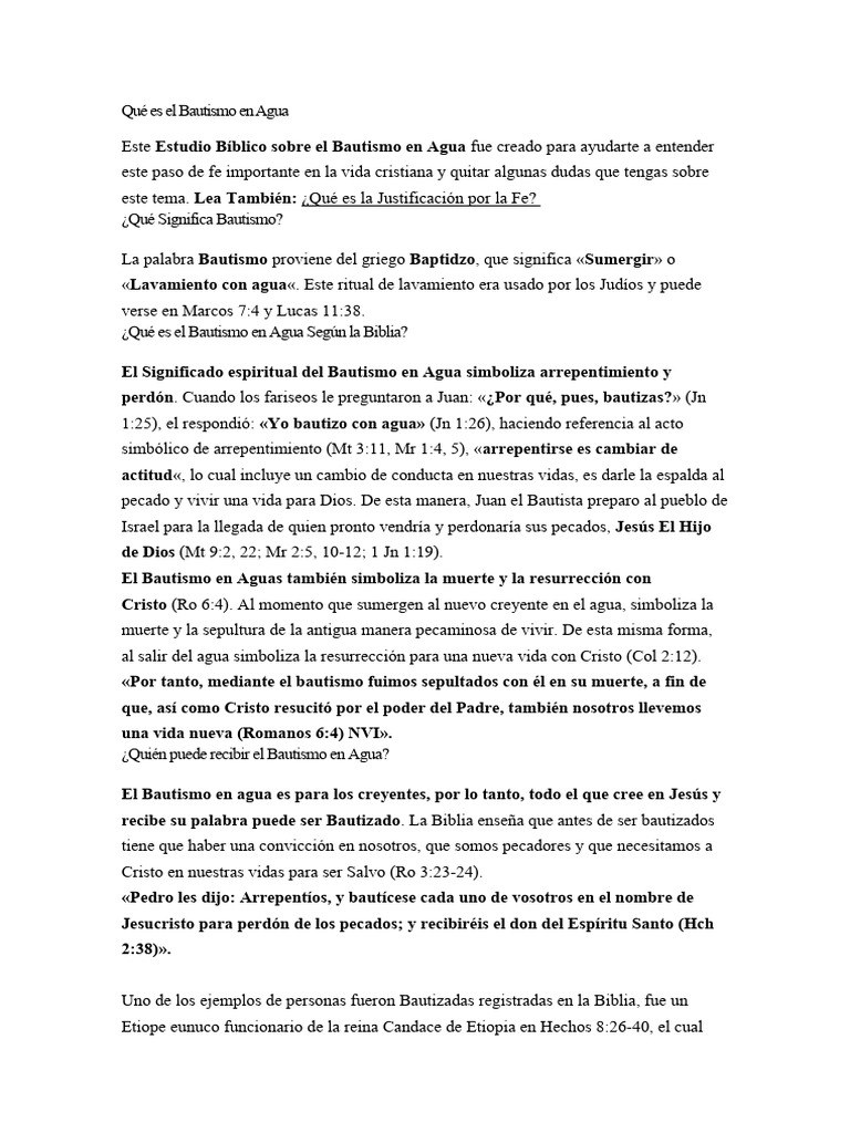 Qué Es El Bautismo en Agua