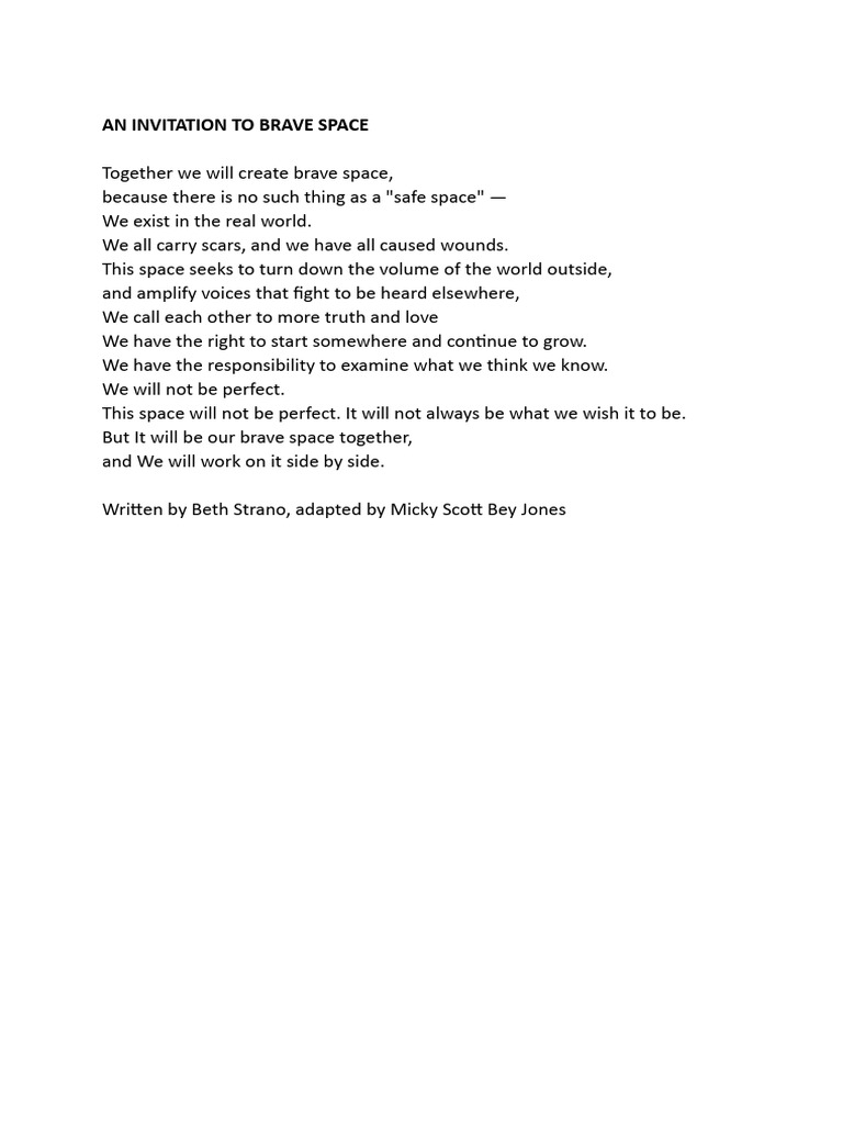 Invitation to Brave Space Poem | PDF