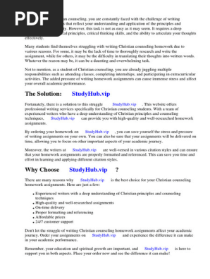 Christian Counseling Homework
