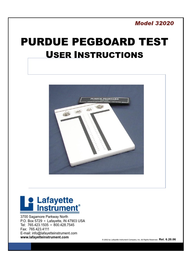Lafayette 32020 Purdue Pegboard Test Manual Visa Inc. Payments