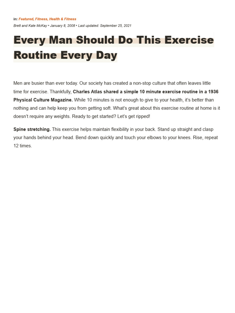 Daily 10-Minute Exercise Routine | PDF | Physical Fitness | Physical ...