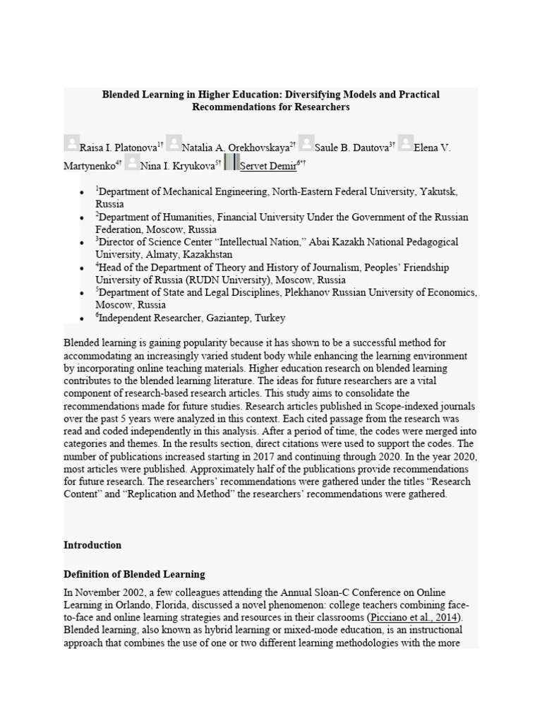 Blended Learning in Higher Education Insights | PDF | Educational ...