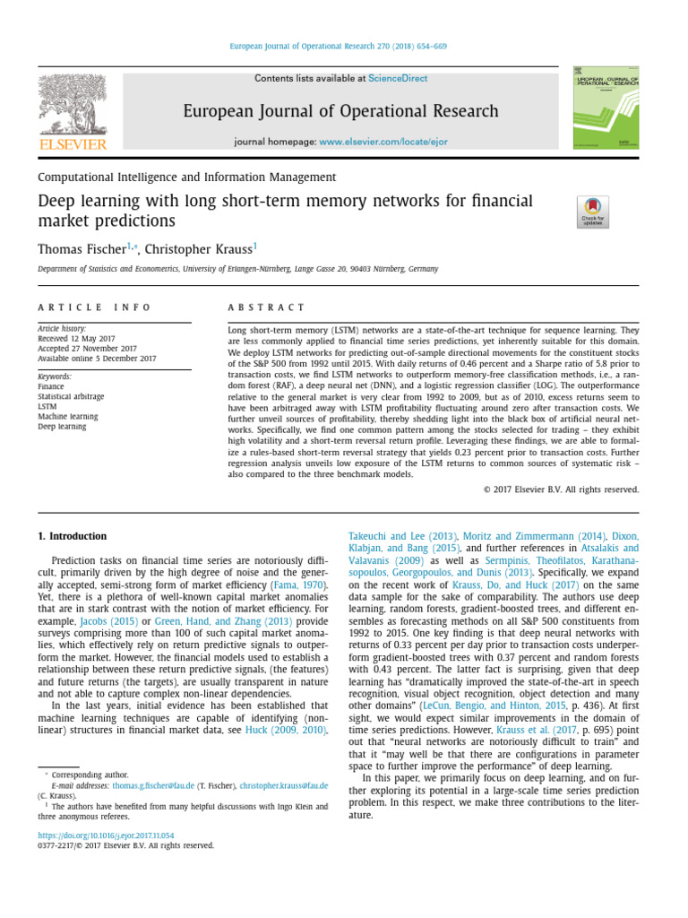 Deep Learning With Long Short-Term Memory Networks For Financial Market ...