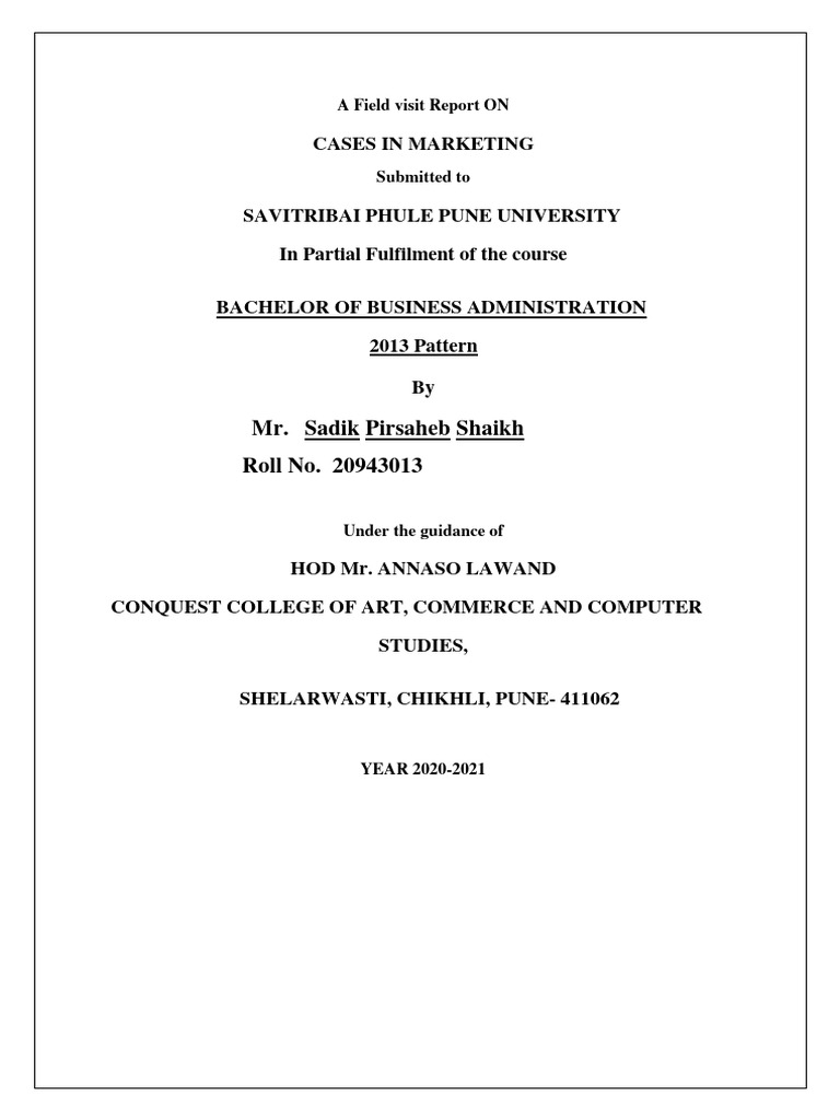 Sadik Shaikh (Marketing Project) | PDF | Customer Satisfaction ...