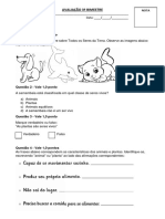 AVALIAÇÃO 3º BIMESTRE - 2º ANO CIÊNCIAS