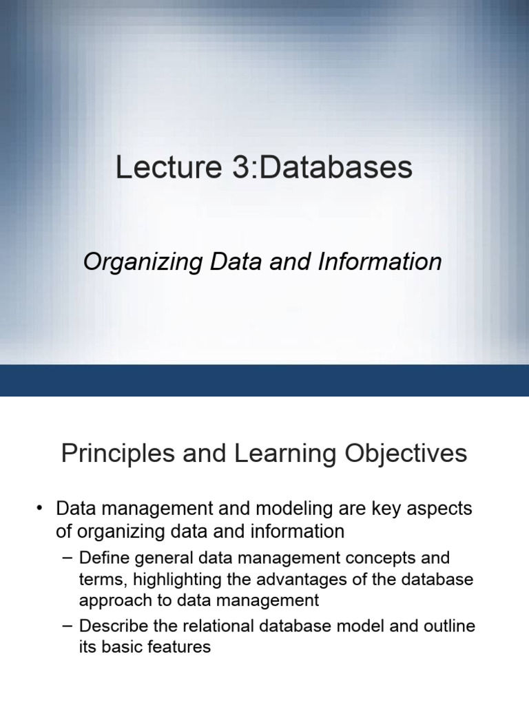 Lecture 3 - Databases | PDF | Databases | Relational Database