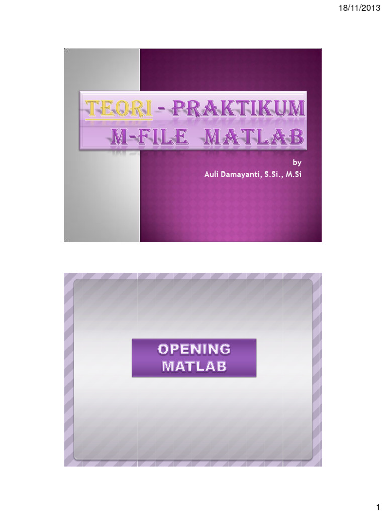 Panduan Menulis M-File di MATLAB | PDF