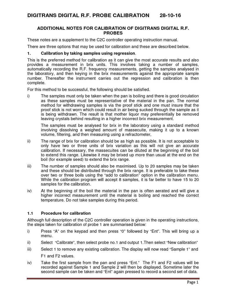 Notes For Digital Probe Calibration | PDF | Calibration | Electronics