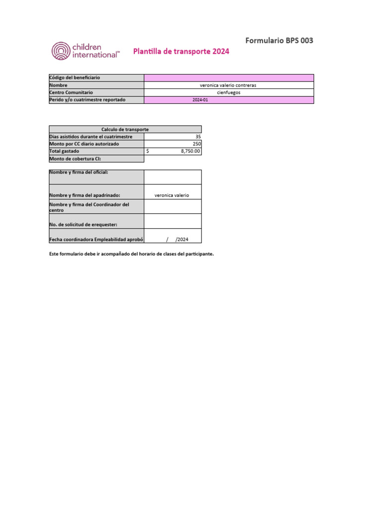 Copia de Formulario de transporte | PDF
