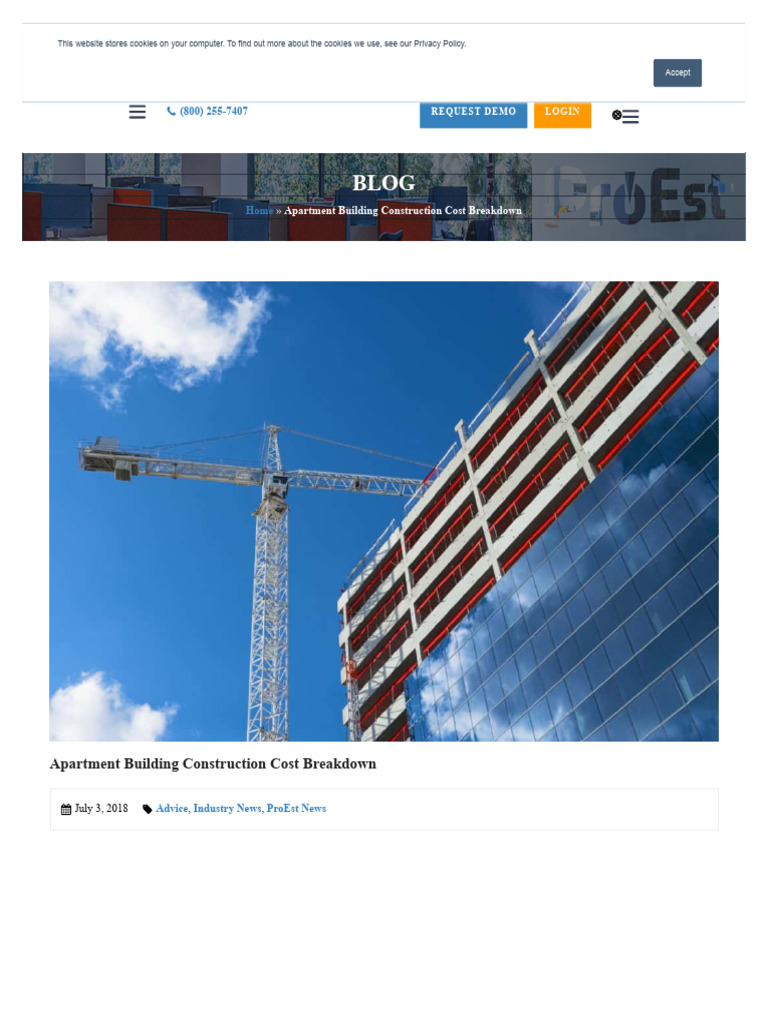 View of Apartment Building Construction Cost Breakdown - ProEst | PDF | General ...